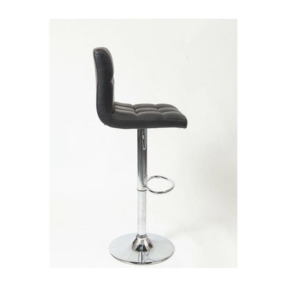 Swivel Faux Leather Adjustable Hydraulic Bar Stool, Set of 2, Black
