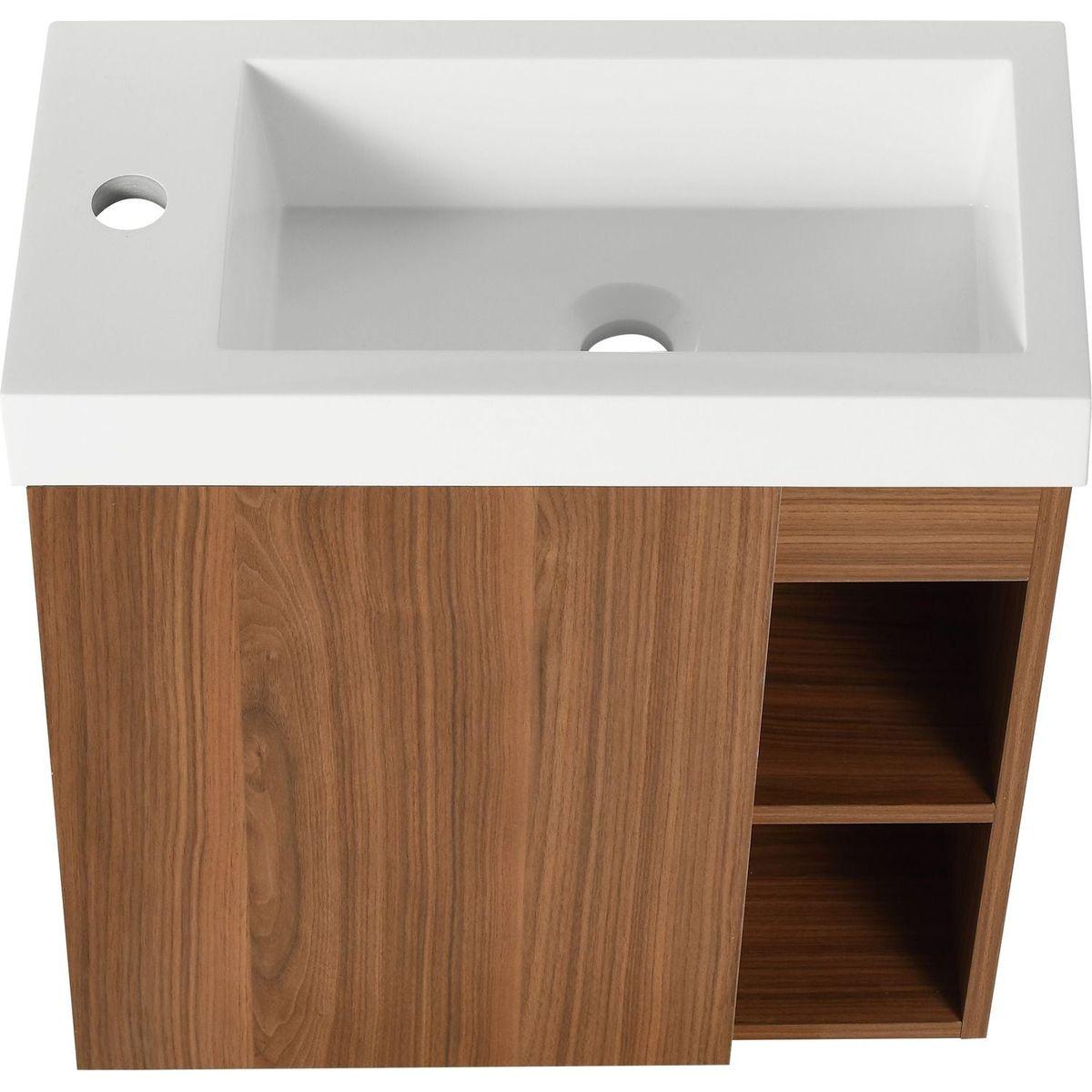 20" Floating Wall-Mounted Bathroom Vanity with White Resin Sink & Soft-Close Cabinet Door