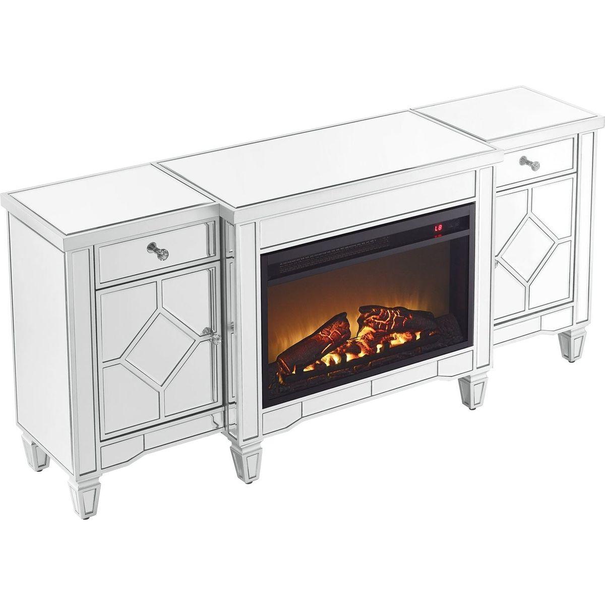 W 57" X D 15 " X H 25.6" Flash silver combination TV fireplace cabinet