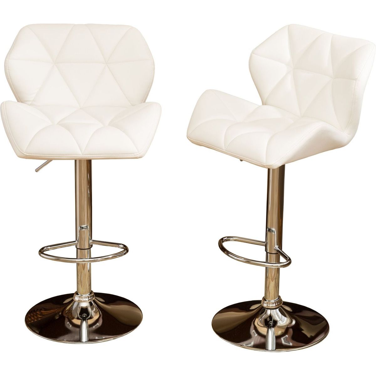 Glasgow Contemporary Tufted Adjustable Height Hidraulic Bar Stools, Set of 2, White
