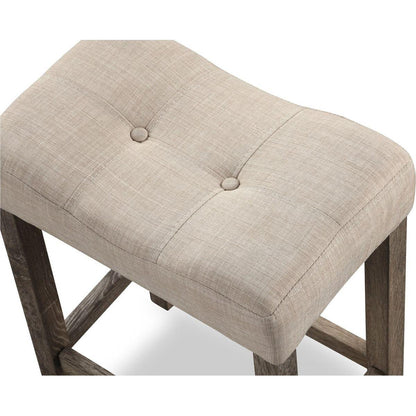 Sora Button Tufted Counter Height Saddle Stool, Set of 2, Taupe