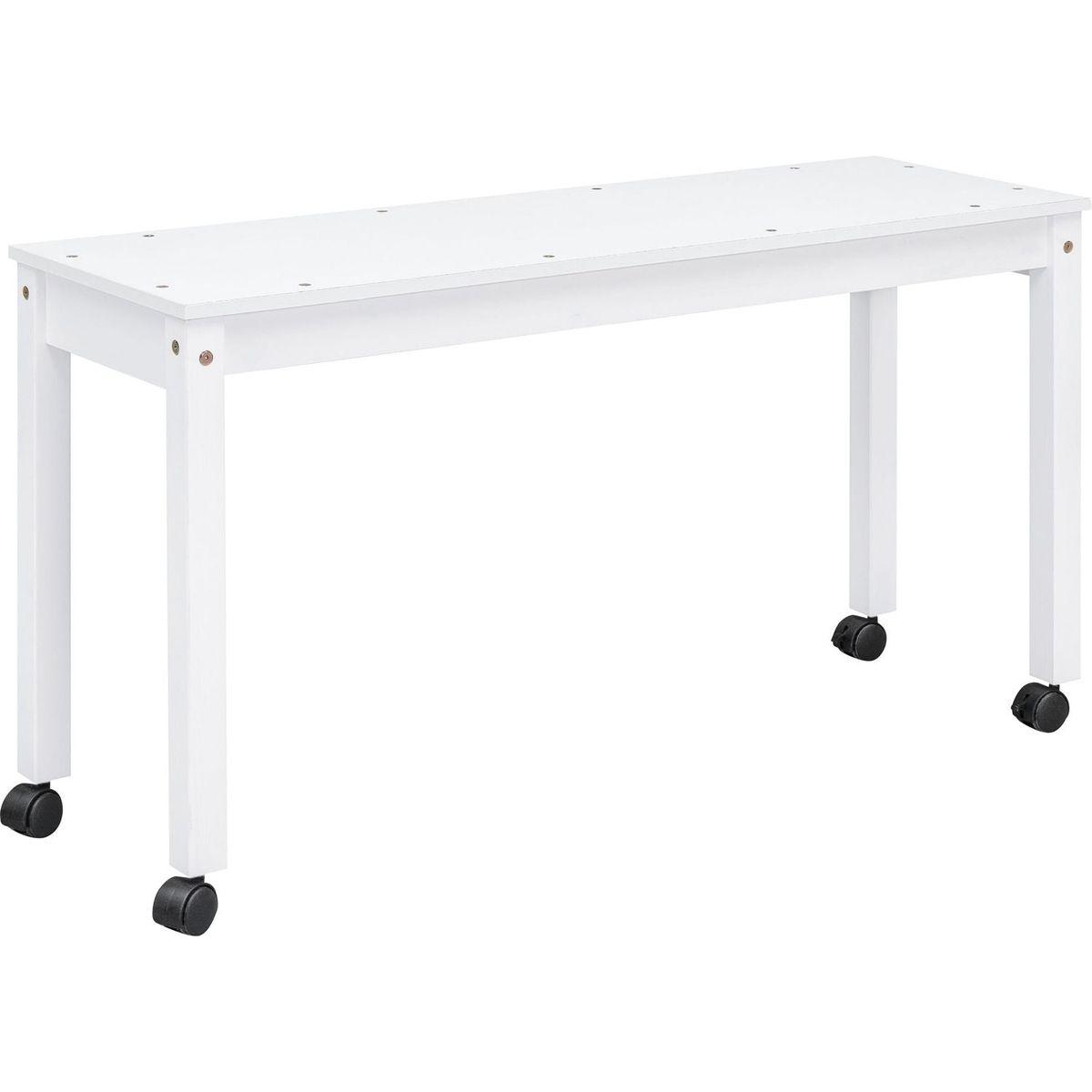 Full Size Loft Bed with Retractable Writing Desk and 4 Drawers, Wooden Loft Bed with Lateral Portable Desk and Shelves, White