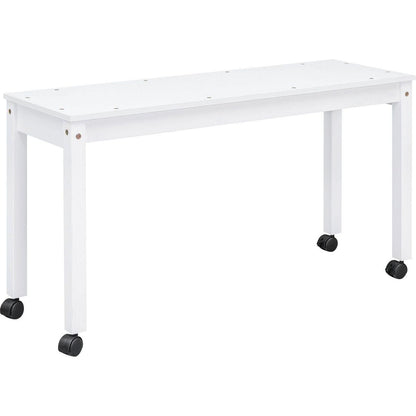 Full Size Loft Bed with Retractable Writing Desk and 4 Drawers, Wooden Loft Bed with Lateral Portable Desk and Shelves, White