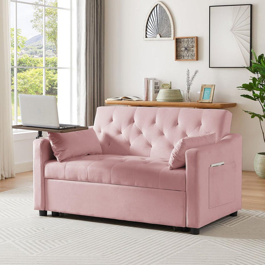 PINK VELVET SOFA BED