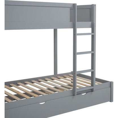 Twin-Over-Twin Bunk Bed with Twin size Trundle, Storage and Desk, Gray