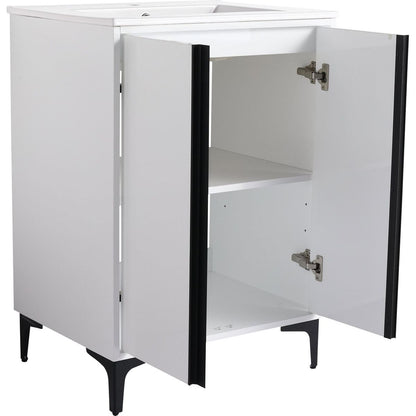 24" Freestanding Bathroom Vanity With Ceramic Sink-BVB06724WH-G-