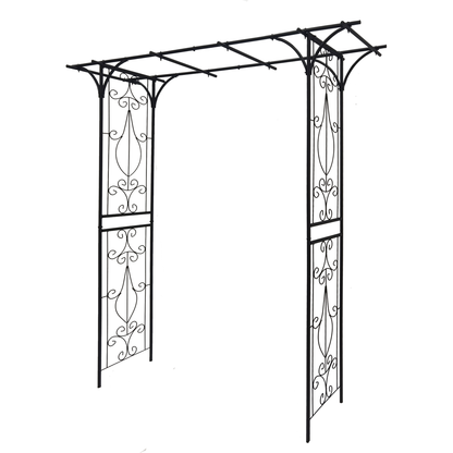 Metal Garden Arch L80.3" x W20.47" x H81.1" Climbing Plants Support Rose Arch Outdoor Black