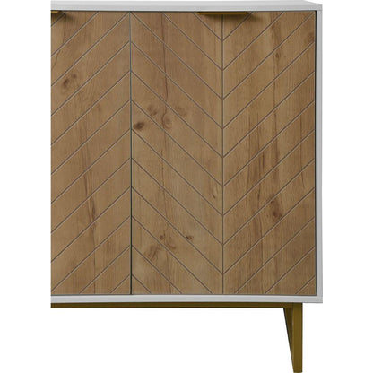 White and Gold Storage Cabinet with 2 Doors, Modern Buffet Sideboard Cabinet, Kitchen Buffet Cabinet with Storage Sideboard Buffet for Living Room