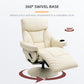 Manual Recliner, Swivel Lounge Armchair with Side Pocket, Footrest and Cup Holder for Living Room, Cream White