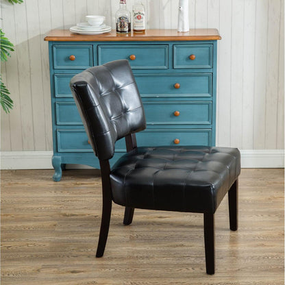 Faux Leather Tufted Accent Chair with Oversized Seating, Black