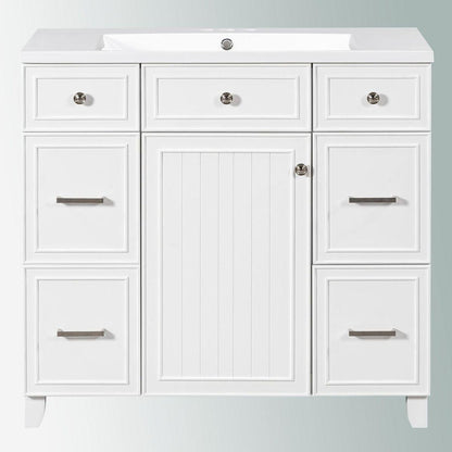 36" Bathroom Vanity Cabinet with Sink Top Combo Set,White,Single Sink,Shaker Cabinet with Soft Closing Door and Drawer