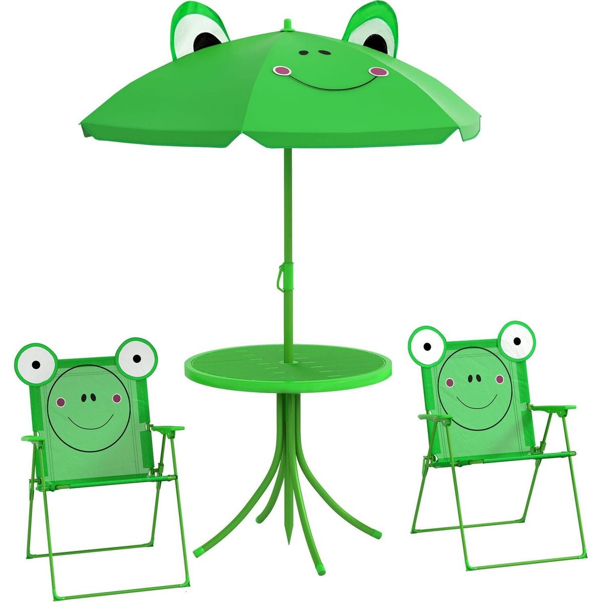 Folding Kids Table and Chair Set for Garden, Backyard, Green