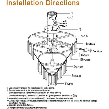 Black large crystal chandelier, modern style chandelier, dining room, living room, bedroom (Bulbs Not Included)