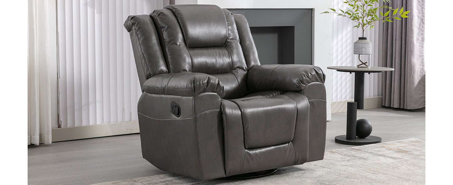 360Swivel and Rocking Home Theater Recliner Manual Recliner Chair with Wide Armrest for Living Room,Bedroom, Grey