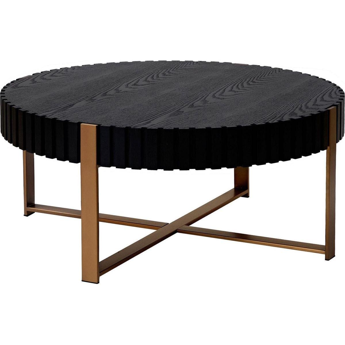 Modern Handcraft Drum Coffee Table 31.5 inch Round Coffee Table for Living Room,Small Coffee Table with Sturdy Pedestal,Black