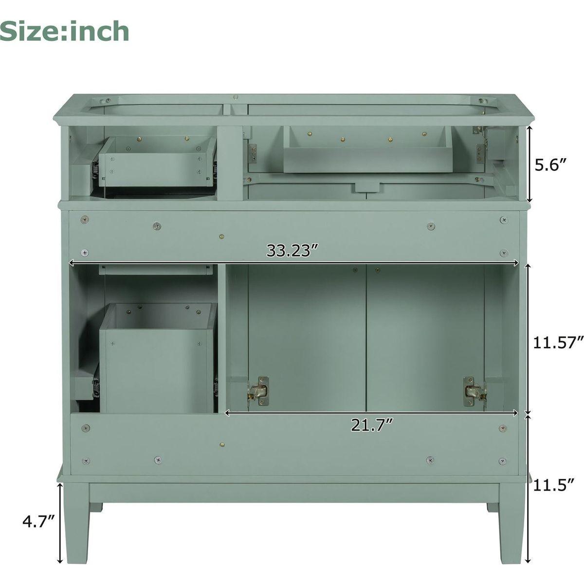 [Cabinet Only] 36" Green Modern Bathroom Vanity(Sink not included)