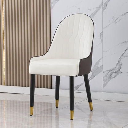 Dining Chair with PU Leather White and brown metal legs (Set of 2)