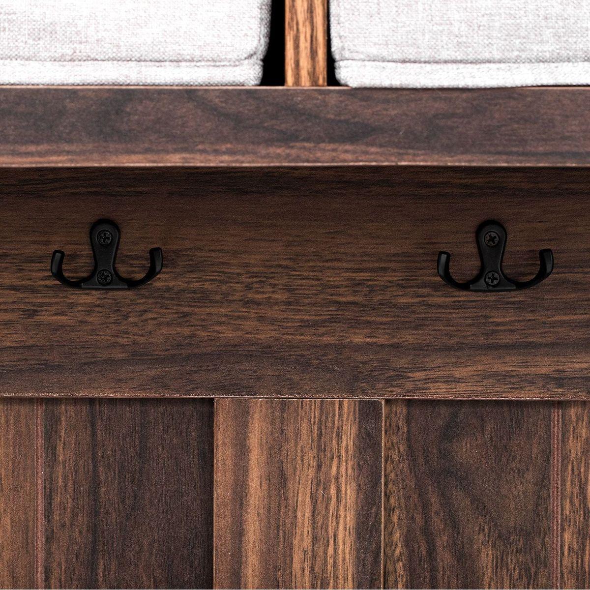 Hall Tree with 6 Hooks and Hinged Lid, Coat Hanger, Entryway Bench, Storage Bench, 3-in-1 Design, 69INCH, for Entrance, Hallway