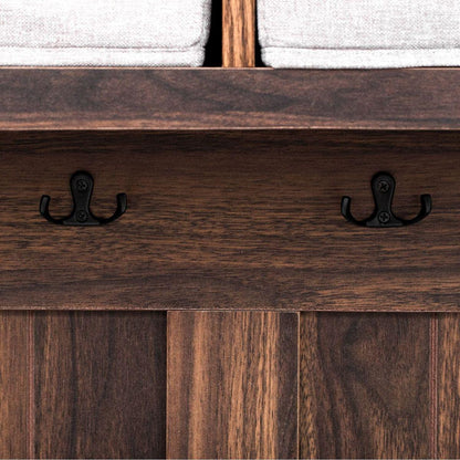 Hall Tree with 6 Hooks and Hinged Lid, Coat Hanger, Entryway Bench, Storage Bench, 3-in-1 Design, 69INCH, for Entrance, Hallway