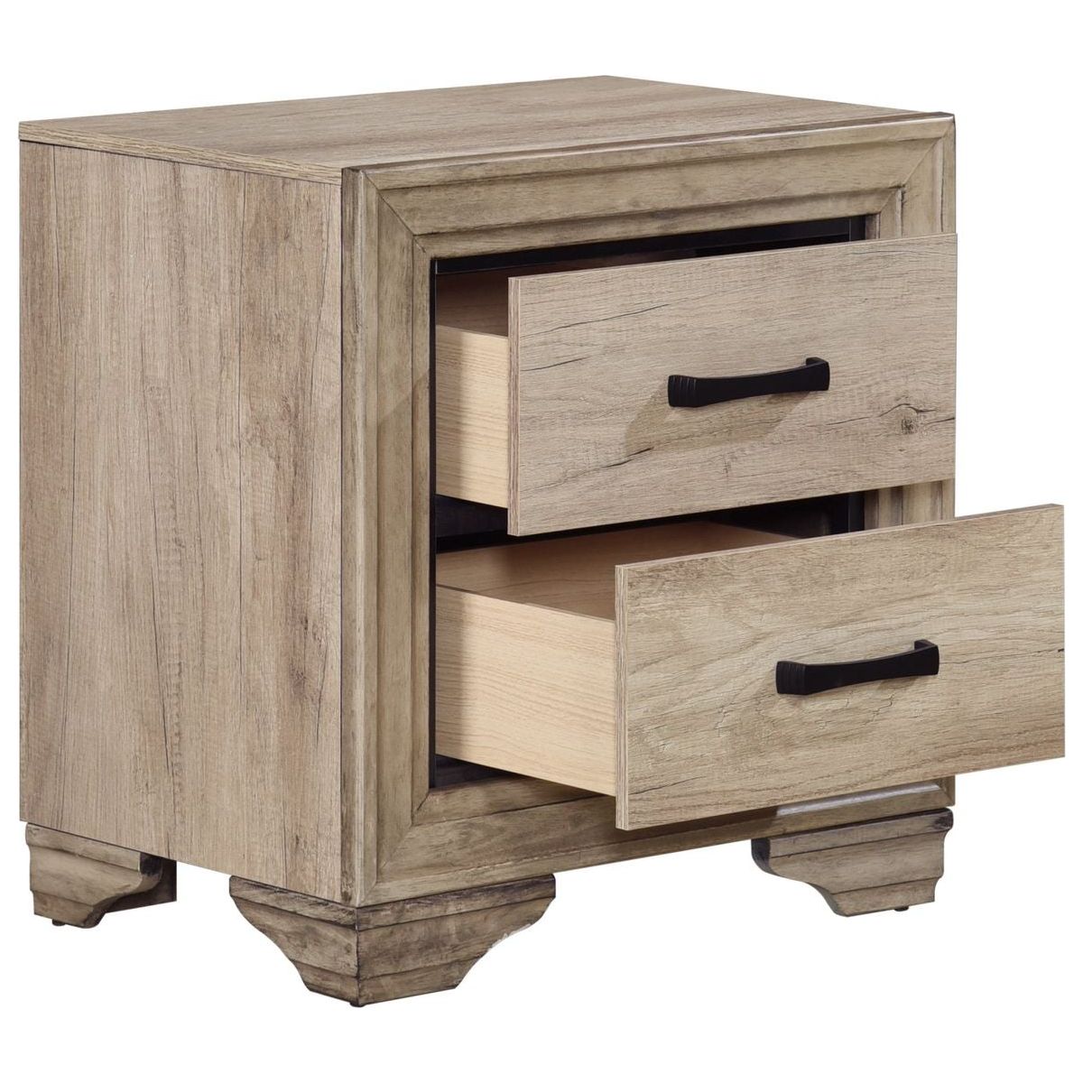 Contemporary Bedroom Furniture 1pc Nightstand of Drawers Natural Finish Melamine Laminate Bed Side Table