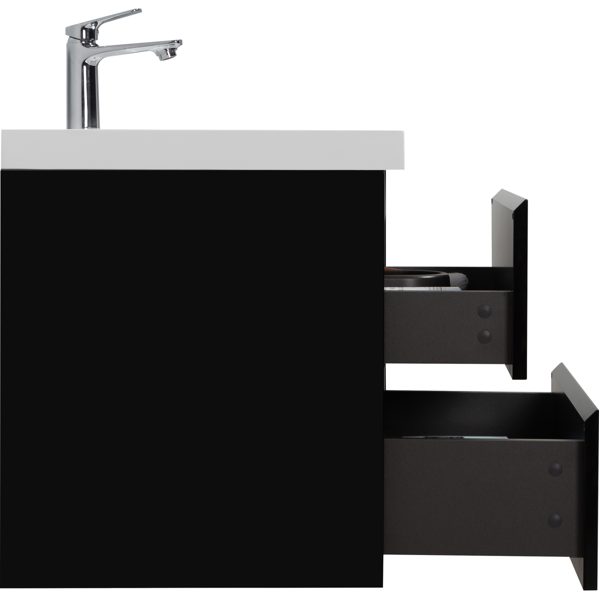 30" Floating Bathroom Vanity with Sink, Modern Wall-Mounted Bathroom Storage Vanity Cabinet with Resin Top Basin and Soft Close Drawers, Glossy Black