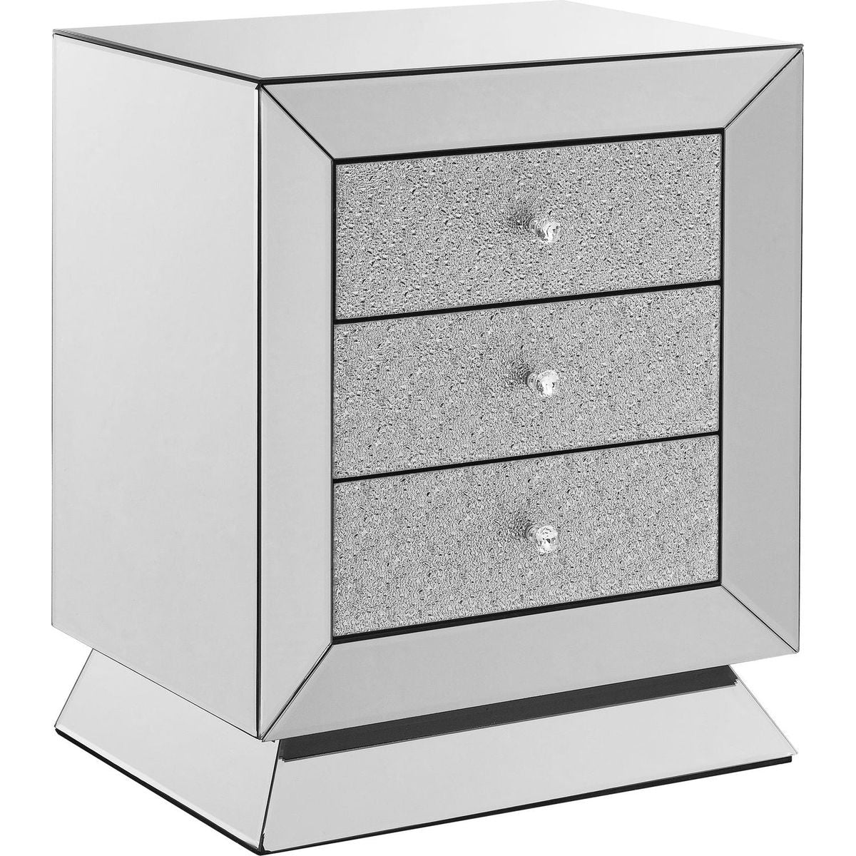 Classic bedroom elegant bedside table, 1 piece of 3 drawer mirrored bedside table