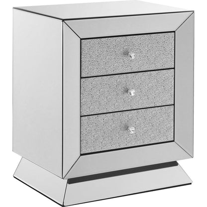 Classic bedroom elegant bedside table, 1 piece of 3 drawer mirrored bedside table