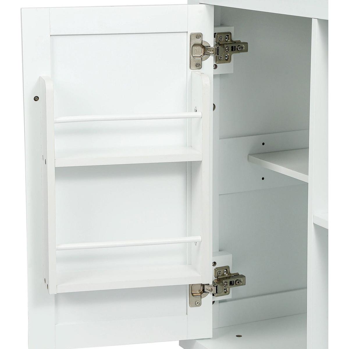 Kitchen Cart with Rubber wood Drop-Leaf Countertop, Cabinet door internal storage racks,Kitchen Island on 5 Wheels with Storage Cabinet and 3 Drawers for Dining Room,White