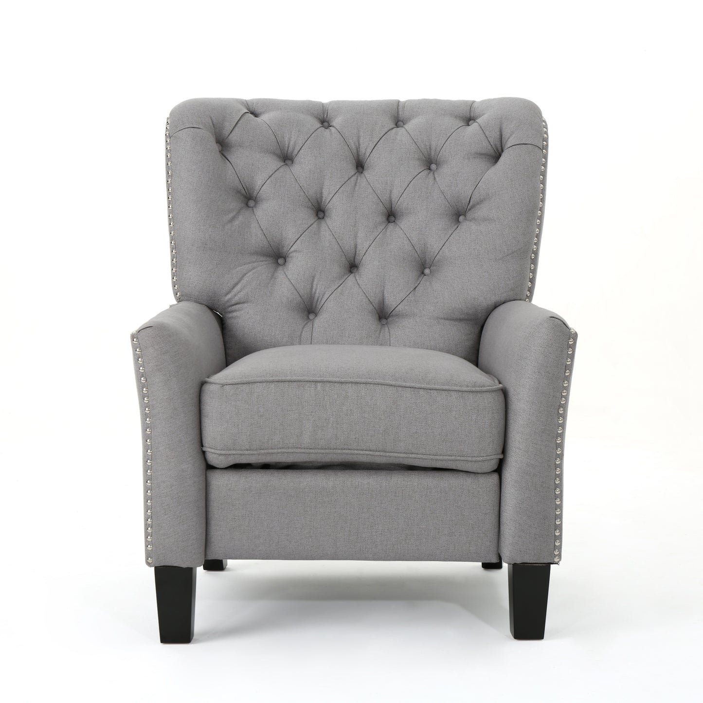 Modern Light Grey Fabric Push Back Recliner