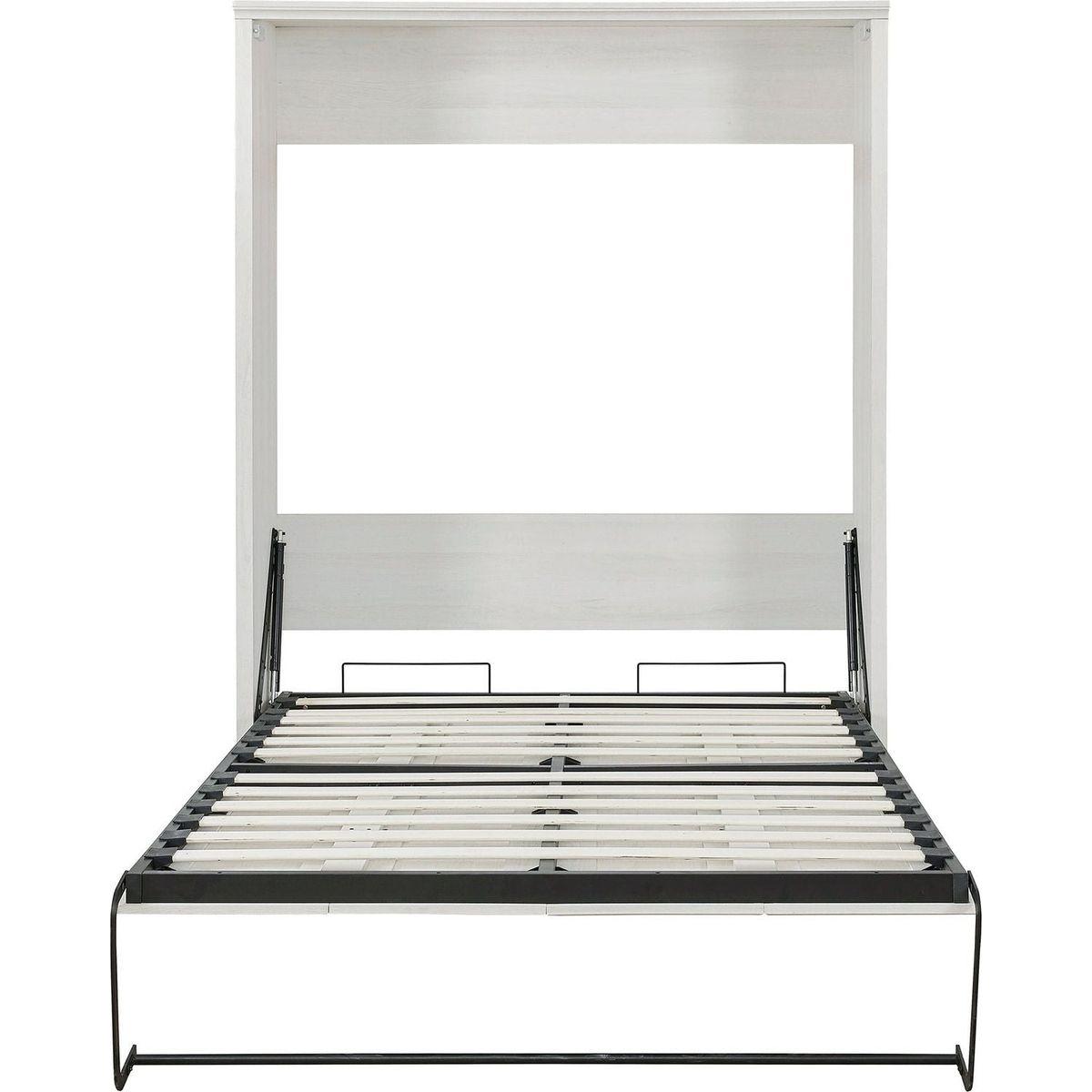 Queen Size Half Self-Close and Open Murphy Bed Cabinet Space-Saving Bed Perfect for Guest Room, for Bed Room, Guest Room, Home Office, Rustic White