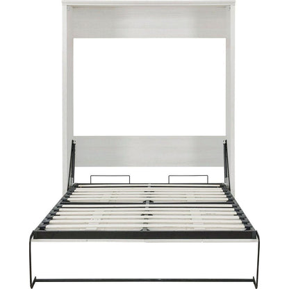 Queen Size Half Self-Close and Open Murphy Bed Cabinet Space-Saving Bed Perfect for Guest Room, for Bed Room, Guest Room, Home Office, Rustic White