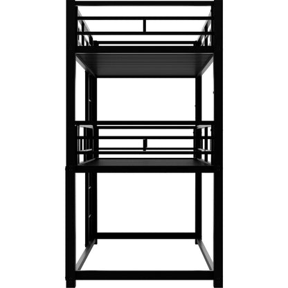 Metal Twin Size Triple Bunk Bed, Black - Streamdale Furniture