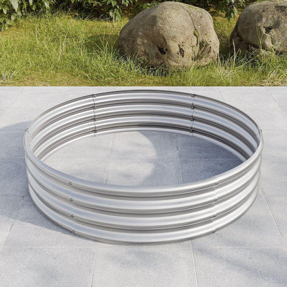 47.24x11.4" Tall Round Raised Garedn Bed,Metal Raised Beds for Vegetables, Outdoor Garden Raised Planter Box, Backyard Patio Planter Raised Beds for Flowers, Herbs, Fruits Silver