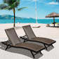 Outdoor PE Wicker Chaise Lounge - Set of 2 Patio Reclining Chair Furniture Set Beach Pool Adjustable Backrest Recliners Padded with Quick Dry Foam (Brown, 2 Lounge Chairs)