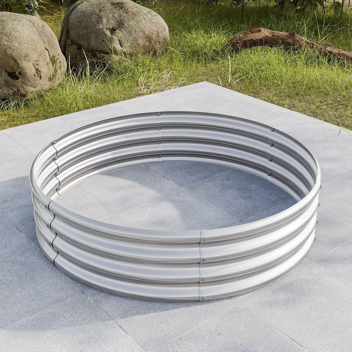 47.24x11.4" Tall Round Raised Garedn Bed,Metal Raised Beds for Vegetables, Outdoor Garden Raised Planter Box, Backyard Patio Planter Raised Beds for Flowers, Herbs, Fruits Silver