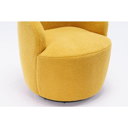 Teddy Fabric Swivel Accent Armchair Barrel Chair With Black Powder Coating Metal Ring,Yellow