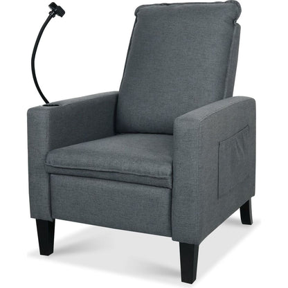 Recliner Chairs for Adults, Adjustable Recliner Sofa with Mobile Phone Holder & Cup Holder, Modern Reclining Chairs Fabric Push Back Recliner Chairs for Living Room, Bedroom, Gray