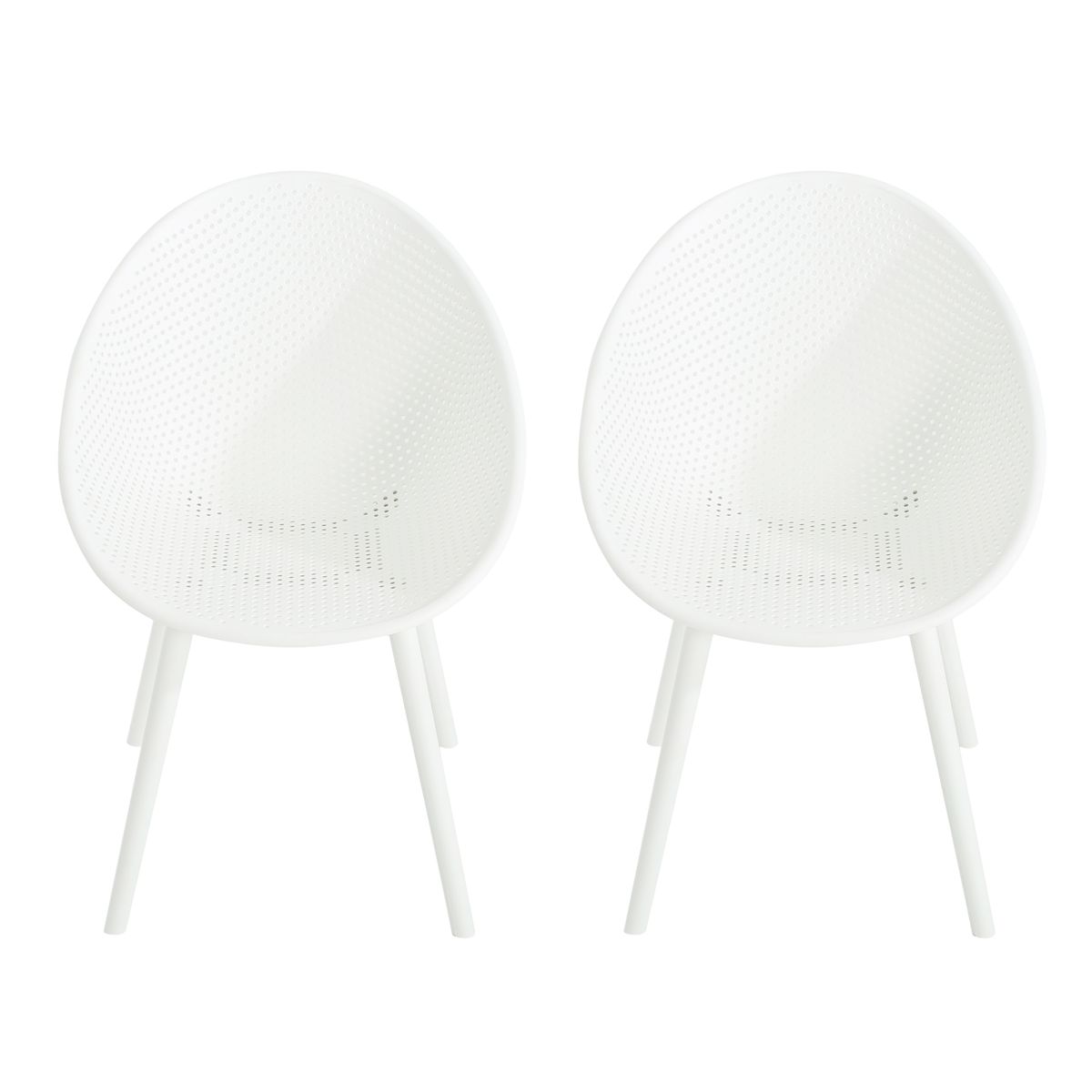 Modern Gable Dining Chair Set of 2 with Weather-Resistant Plastic in White