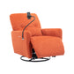 270 Degree Swivel Electric Recliner Home Theater Seating Single Reclining Sofa Rocking Motion Recliner with a Phone Holder for Living Room, Orange