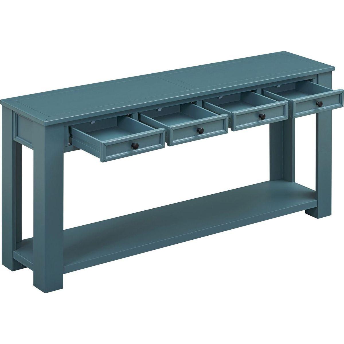 Console Table/Sofa Table with Storage Drawers and Bottom Shelf for Entryway Hallway(Dark Blue)