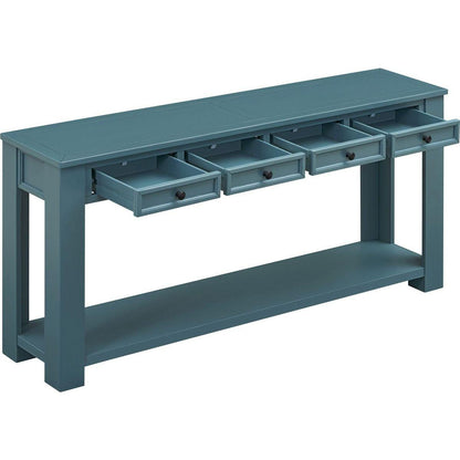 Console Table/Sofa Table with Storage Drawers and Bottom Shelf for Entryway Hallway(Dark Blue)