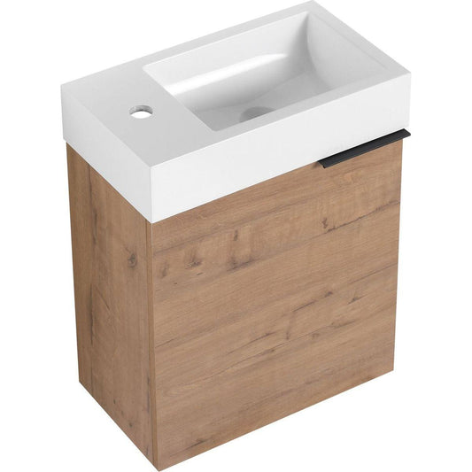 18" Floating Wall-Mounted Bathroom Vanity with White Resin Sink & Soft-Close Cabinet Door