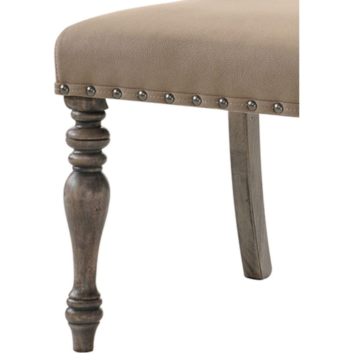 Birmingham Script Printed Driftwood Finish Dining Chair with Nail head, Set of 2