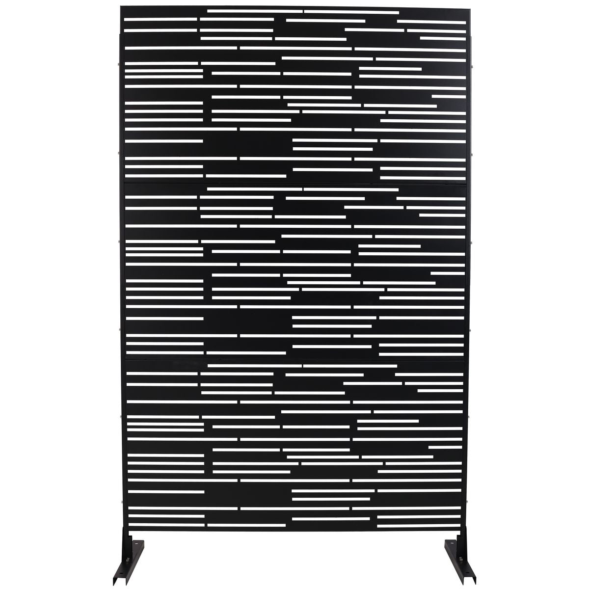 Outdoor & Indoor Privacy Screen Freestanding Decorative Panel Black Steel 76' H x 48' W