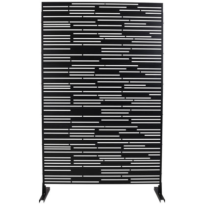 Outdoor & Indoor Privacy Screen Freestanding Decorative Panel Black Steel 76' H x 48' W