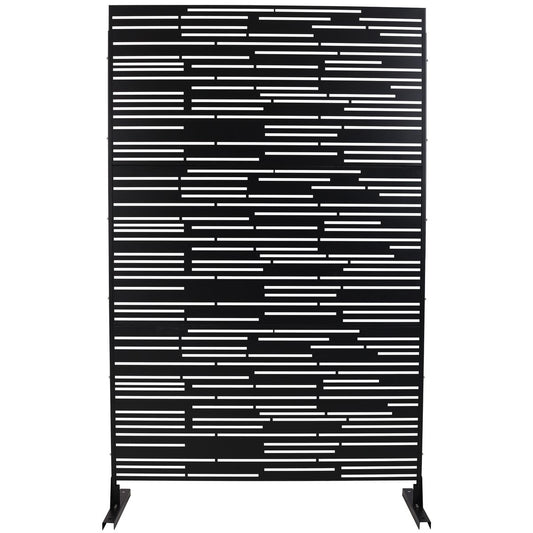 Outdoor & Indoor Privacy Screen Freestanding Decorative Panel Black Steel 76' H x 48' W