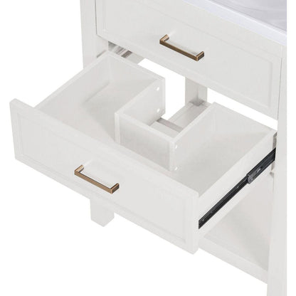 24" Bathroom Vanity with Top Sink, Modern Bathroom Storage Cabinet with 2 Drawers, Single Sink Bathroom Vanity