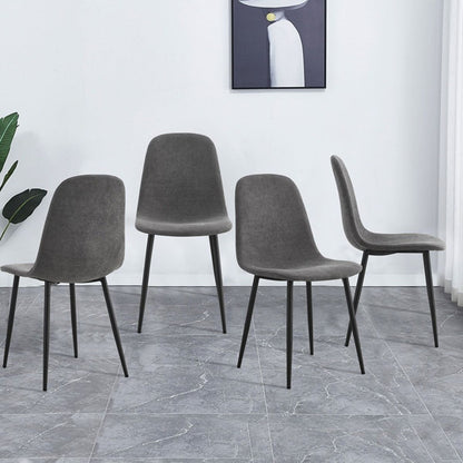 Dining Chairs Set of 4, Modern Mid-Century Style Dining Kitchen Room Upholstered Side Chairs. Accent Chairs with Soft Linen Fabric Cover Cushion Seat and Black Metal Legs.W115149080.