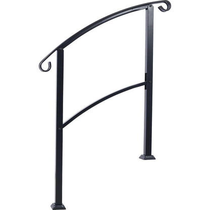 Handrails for Outdoor Steps, Fit 1 or 3 Steps Outdoor Stair Railing, White Wrought Iron Handrail, Flexible Front Porch Hand Rail, Transitional Handrails for Concrete Steps or Wooden Stairs