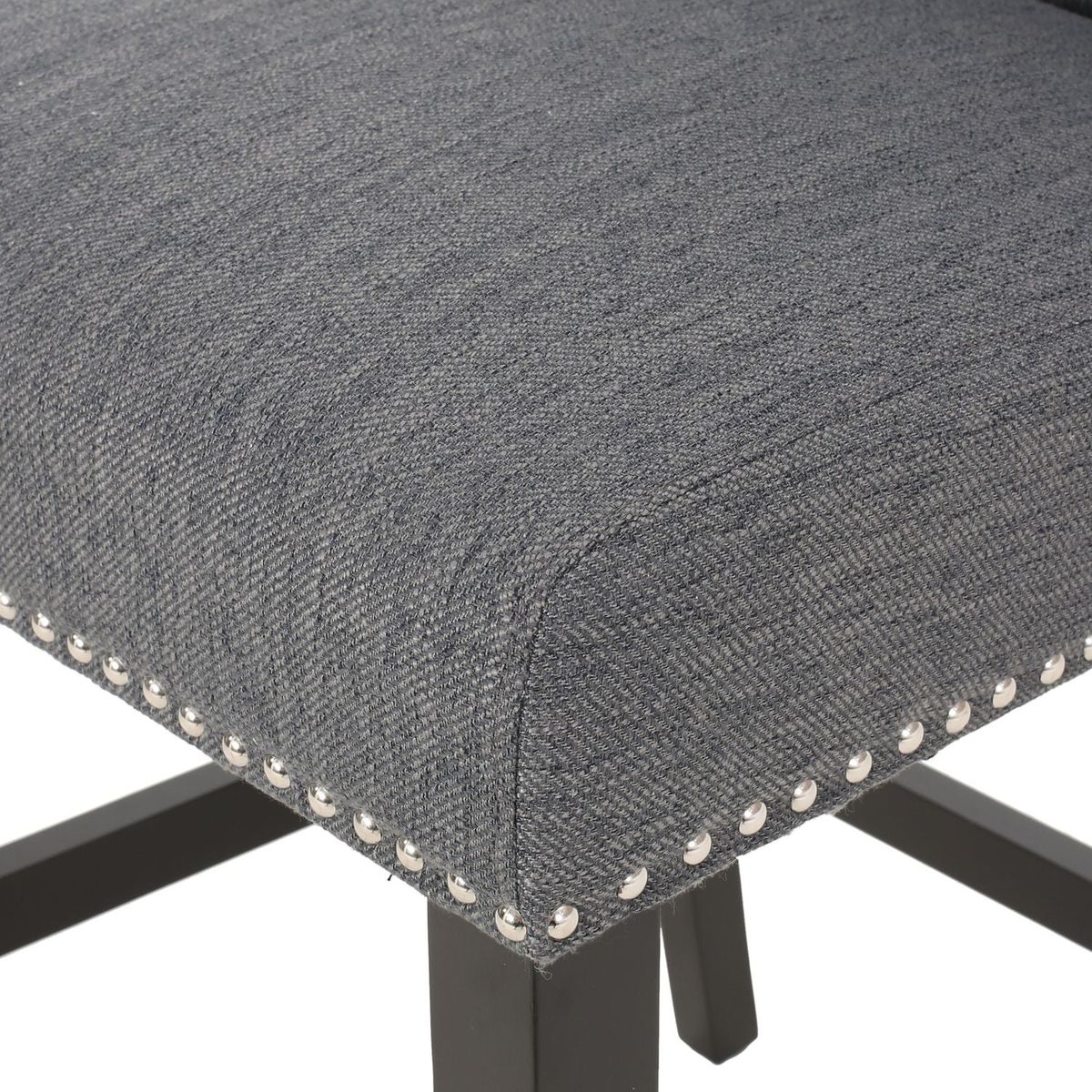 Vienna Contemporary Fabric Tufted Wingback 27 Inch Counter Stools, Set of 2, Charcoal and Dark Brown